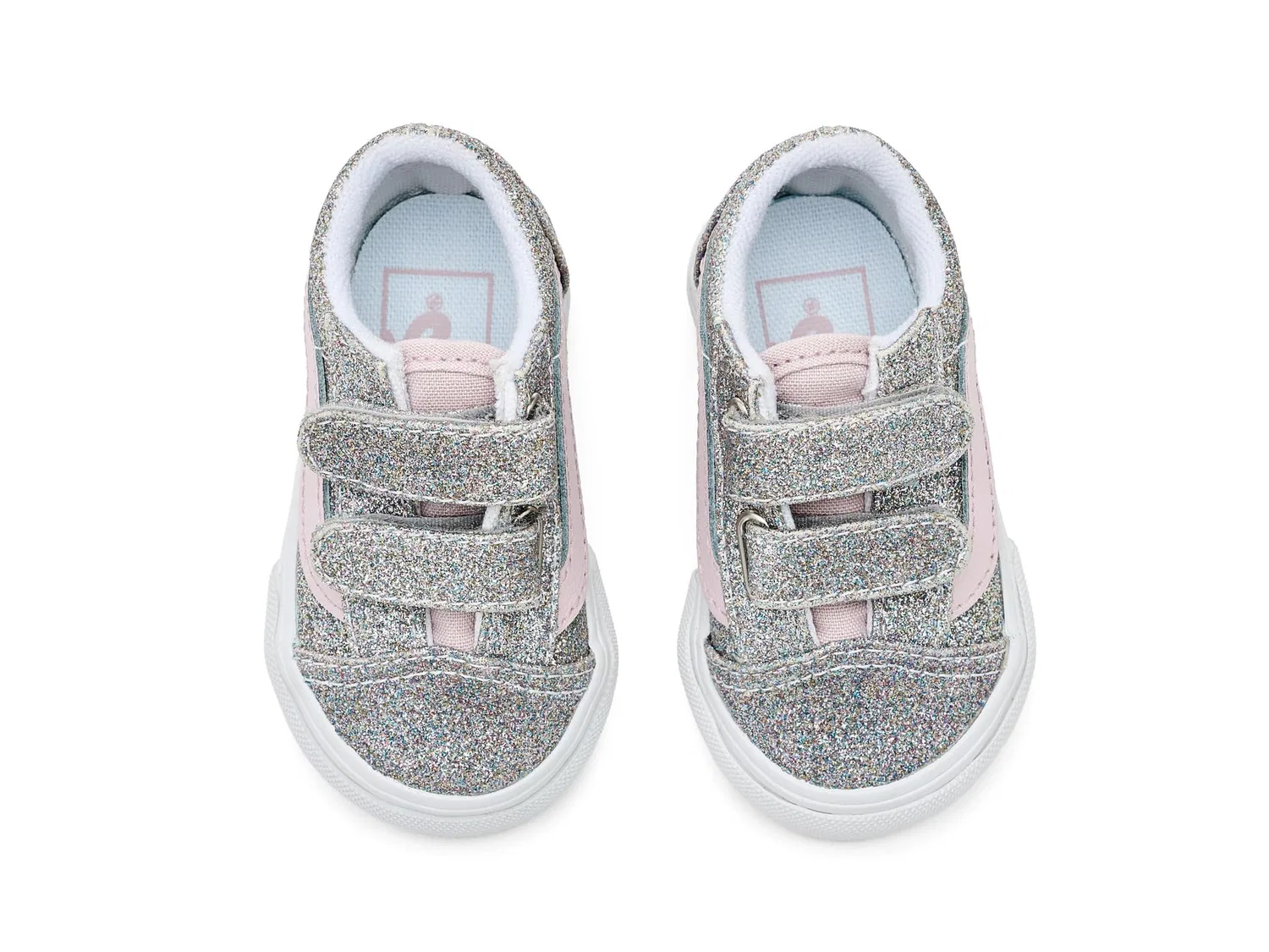 Кроссовки Old Skool V (для младенцев и малышей) Vans Kids, Glitter Silver/Pale Petal — фото 3