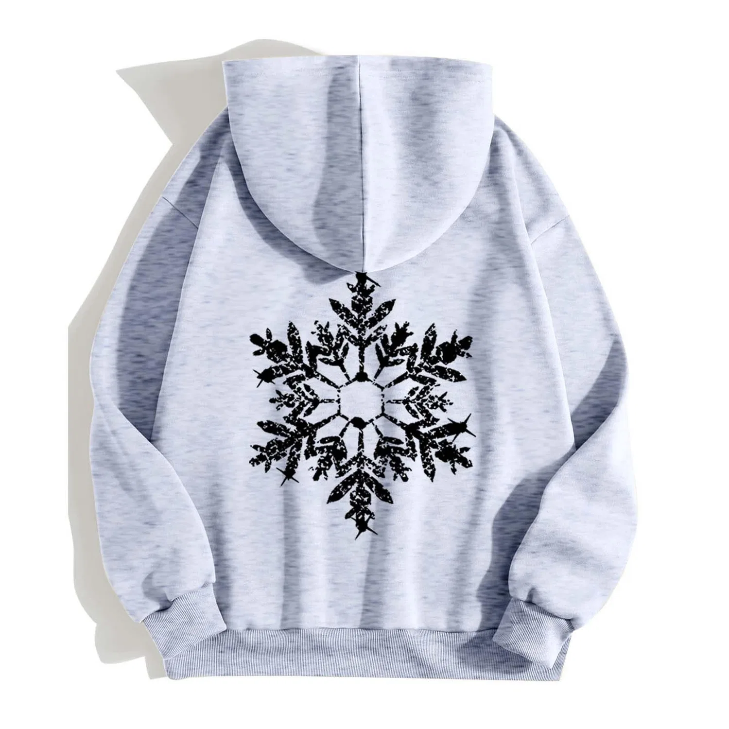 Женское пальто с капюшоном и длинным рукавом Moda Moda Natale Stampato, Grigio chiaro — фото 4