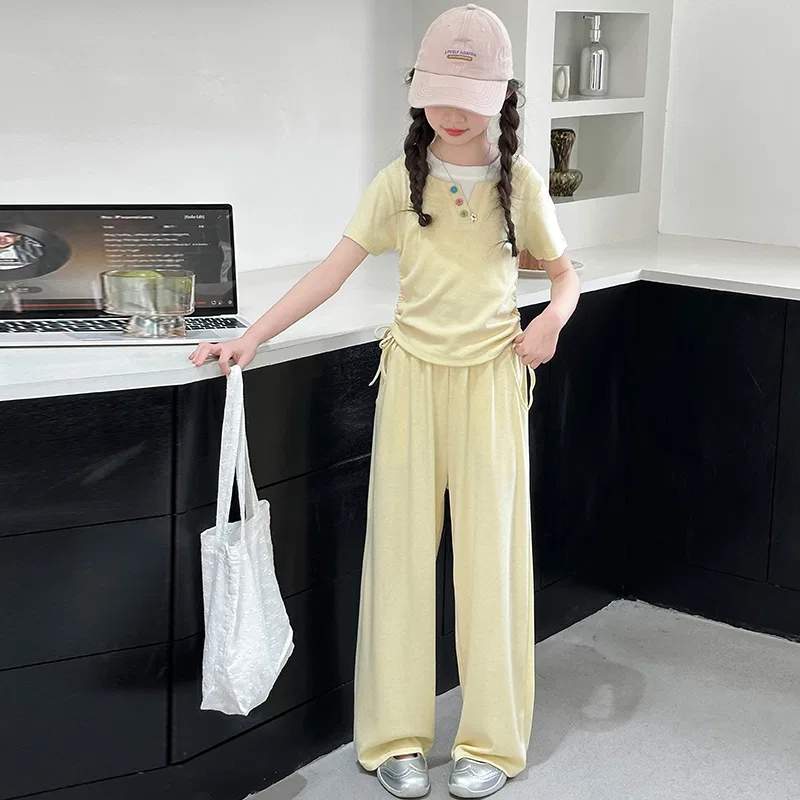 Детский спортивный комплект с воротником-поло, модель Henry Collar Thin Stretch, MADALLO, Yellow Cream Two-Piece Set — фото 3