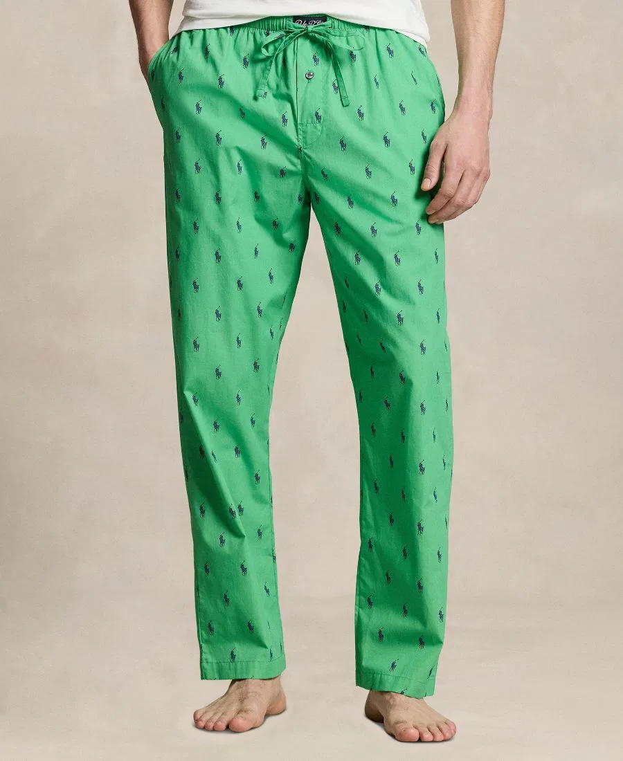 Пижамные брюки с принтом Polo Ralph Lauren, Vineyard Green Boston Royal All Over Polo Player