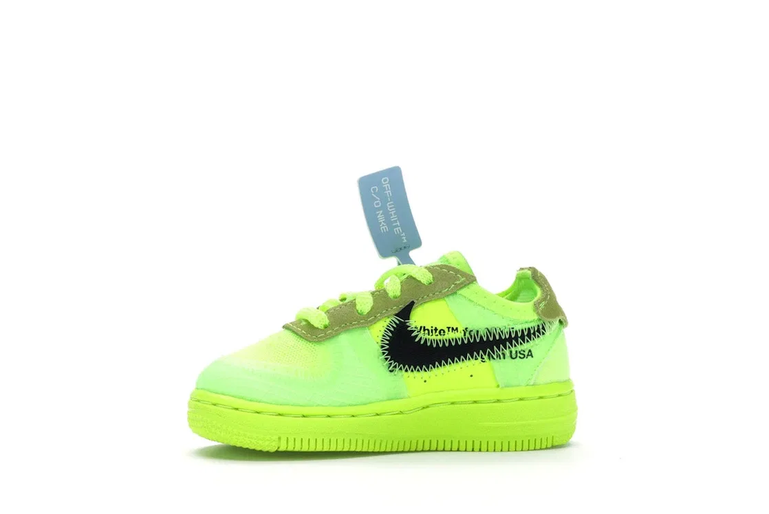 Детские кроссовки Lifestyle Nike Air Force 1 Low Off-White, Volt/Hyper Jade-Cone-Black — фото 3
