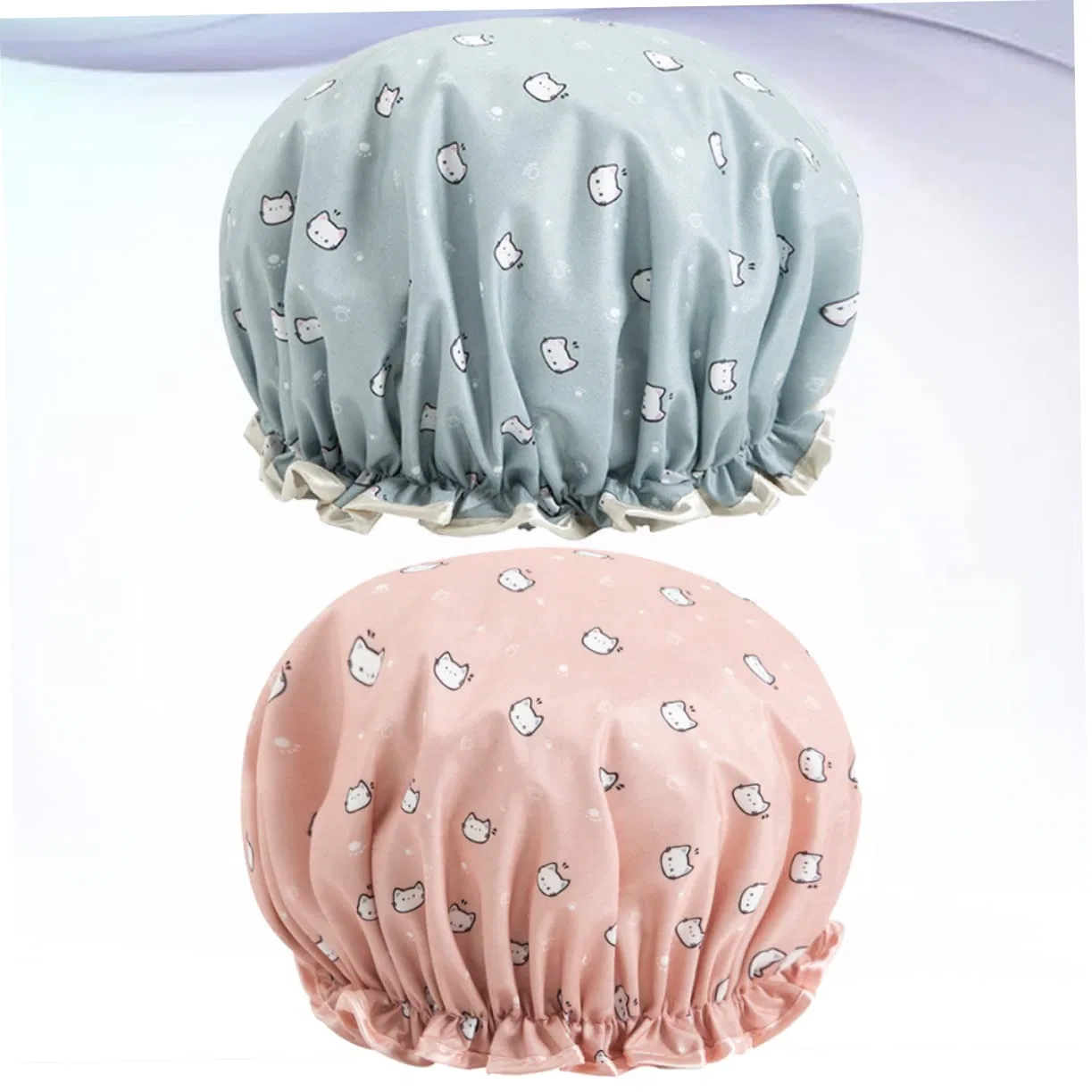 Двойная водонепроницаемая шапочка для душа, FRCOLOR, 6 шт., 27x11x3 см, Blau+Rosa — фото 4