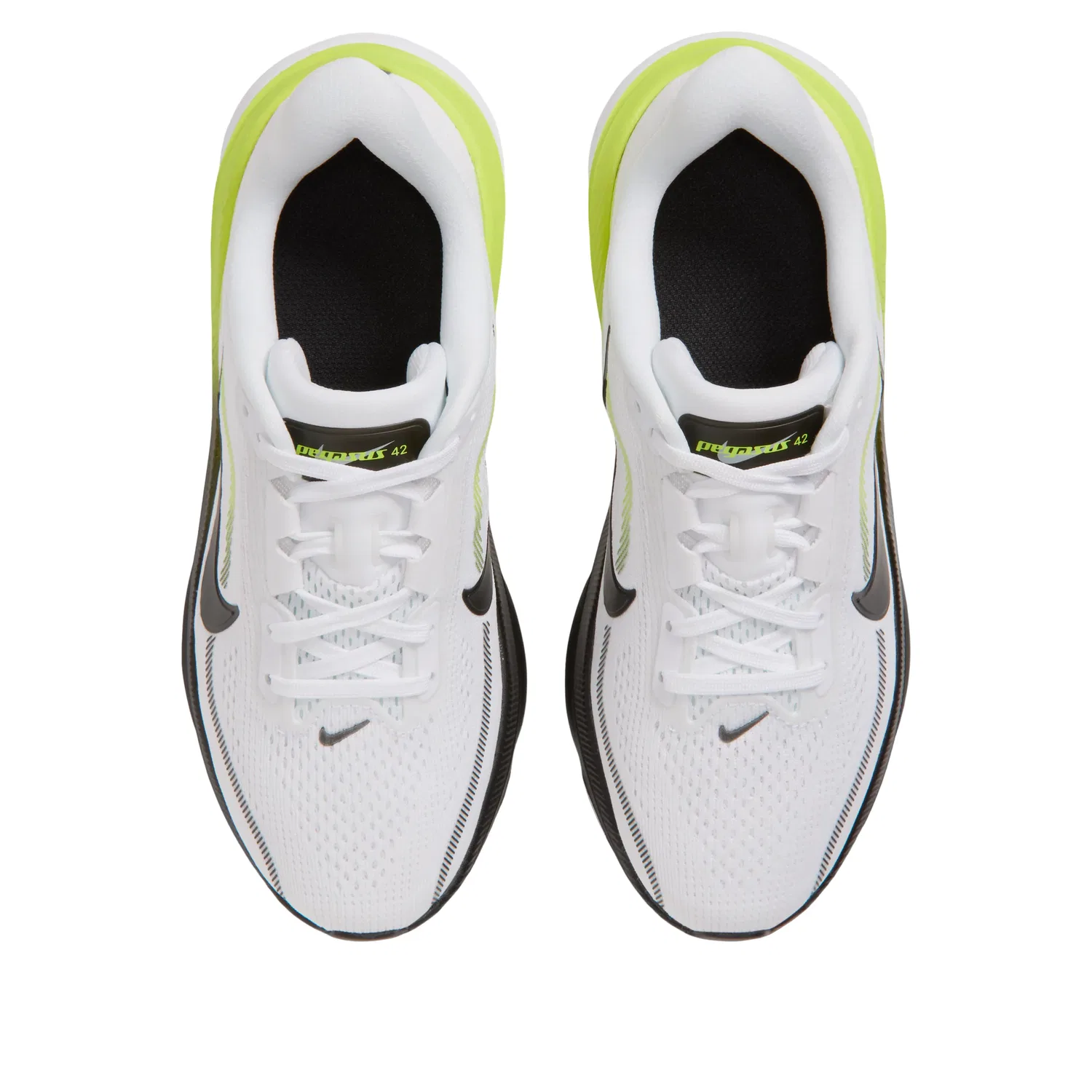 Детские кроссовки с сетчатым верхом Air Zoom Pegasus 42 'White Black Lemon Venom' Nike, White/Lemon Venom/White/Black — фото 3