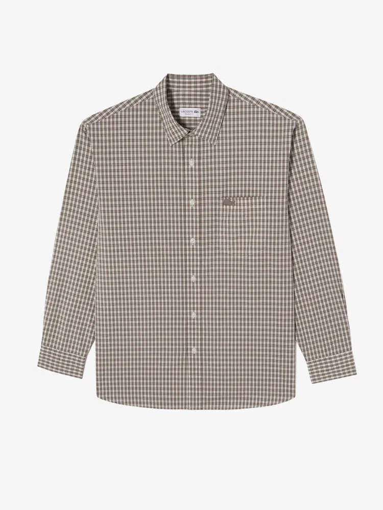 Рубашка с длинным рукавом, свободный крой, хлопок LACOSTE, Dark Brown