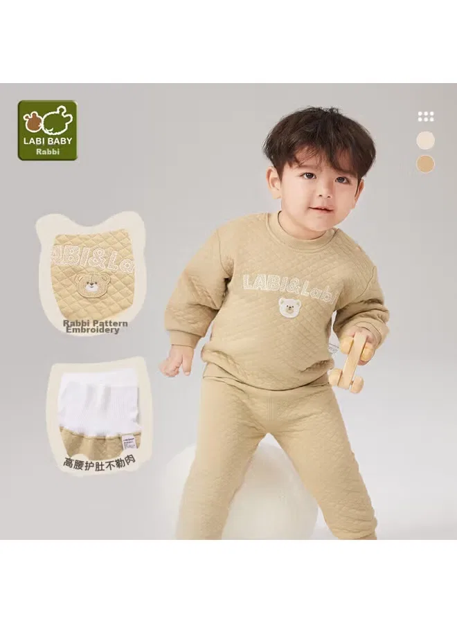 Комплект детского трикотажного белья утепленный с открытым плечом Labi Baby, хаки