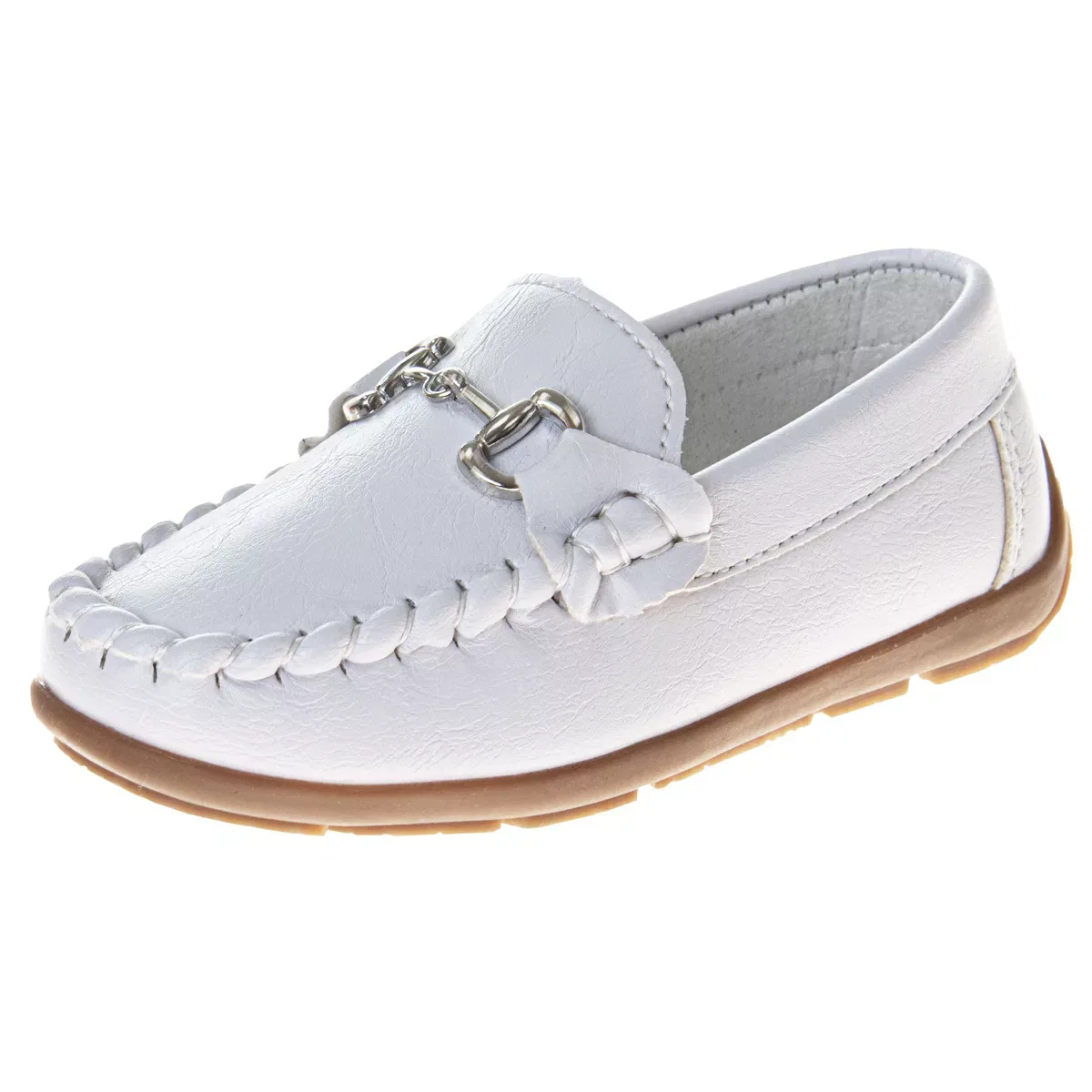 Детские туфли-лоферы для мальчиков с закрытым носком Penny Loafer Casual Slip-On Moccasin Flats Josmo Shoes, White