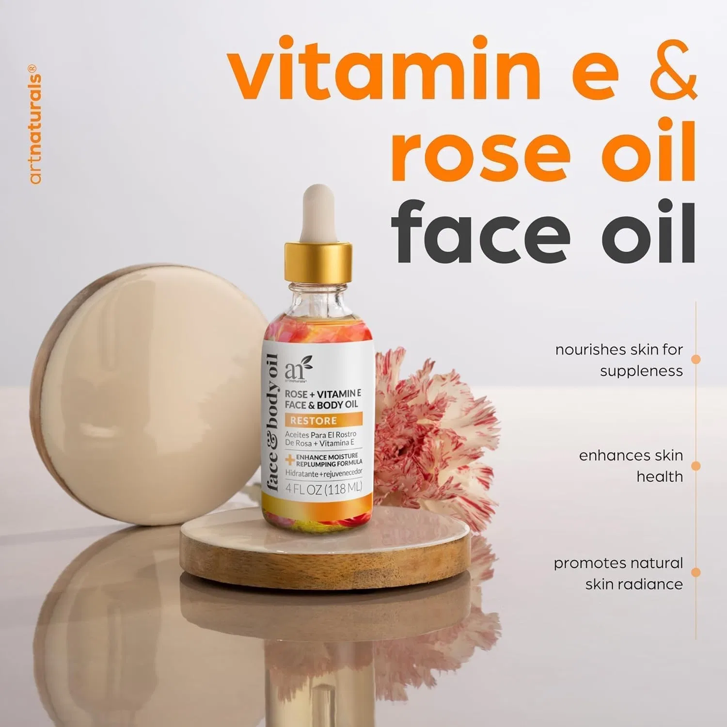 Масло для лица и тела с витамином E и набор для гуаша, Artnaturals, 4 oz — фото 2
