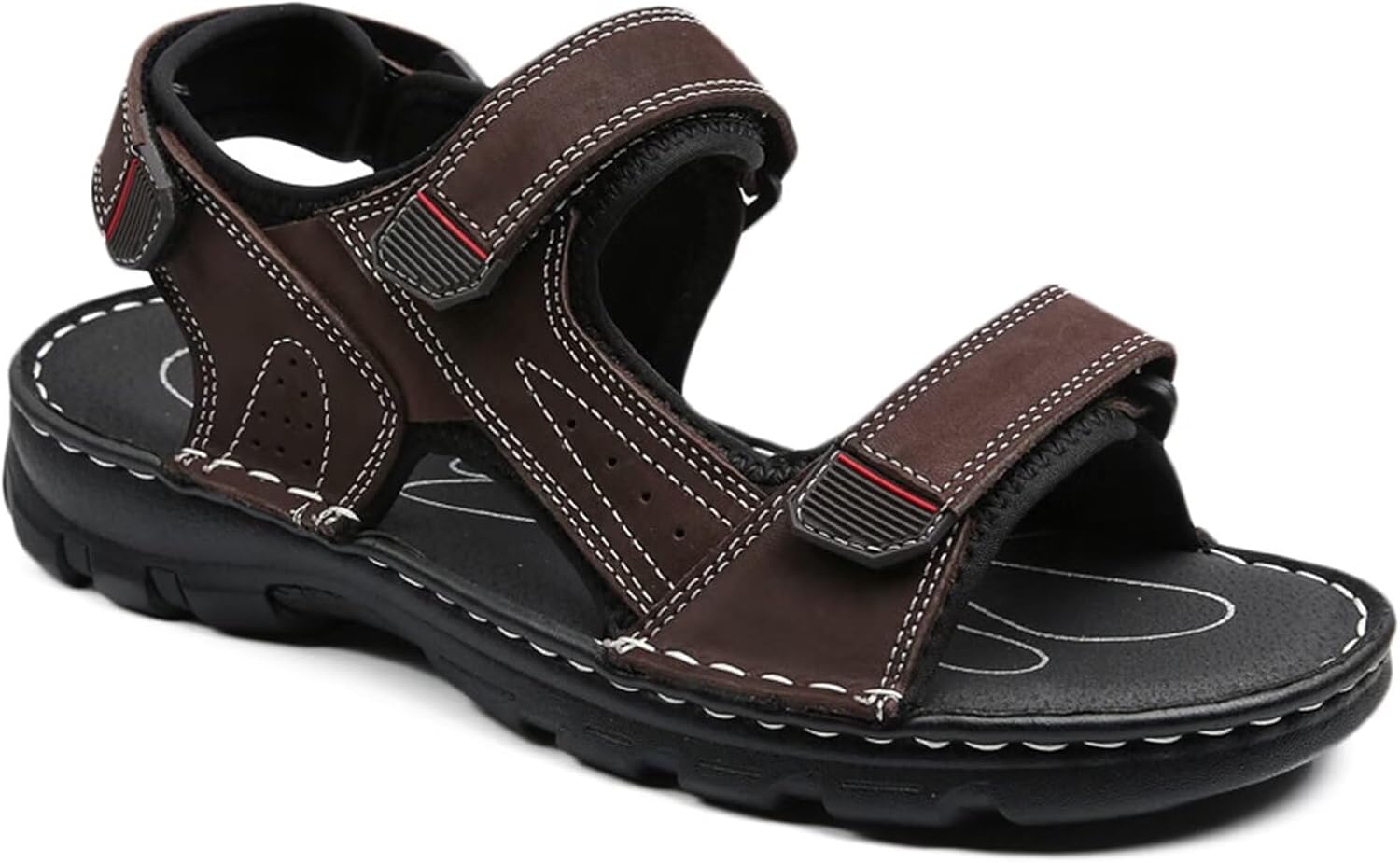 

Мужские повседневные сандалии для прогулок, спортивные сандалии для походов, летние кожаные пляжные туфли, регулируемые дышащие сандалии Hnvavq, F