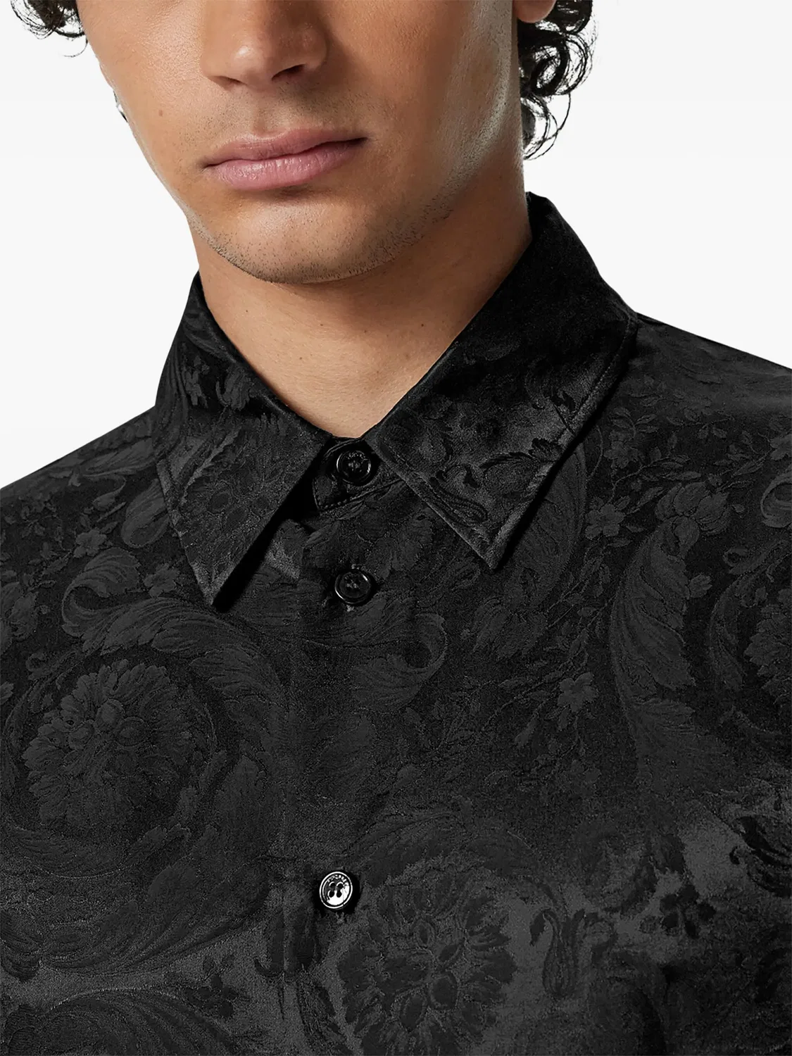 Рубашка с жаккардовым узором Barocco Versace, черный — фото 4