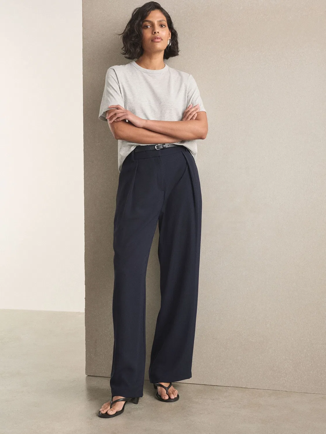 Брюки широкие с эластичной талией, Navy Blue Next