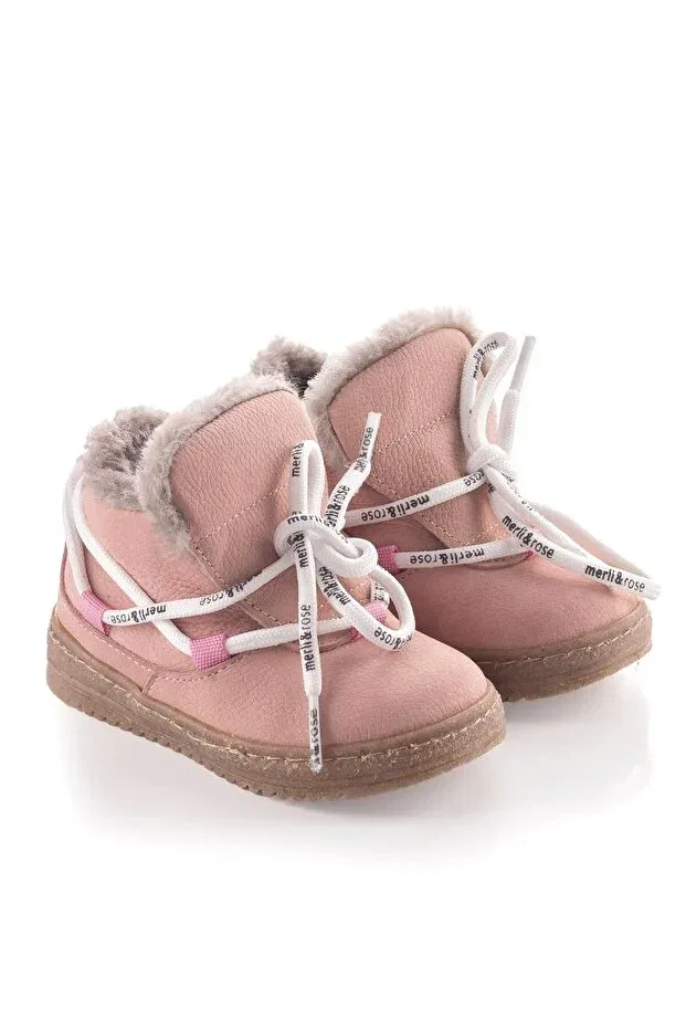 Детские ботинки для девочек на плоском ходу со шнуровкой Merli&Rose, Pink — фото 2