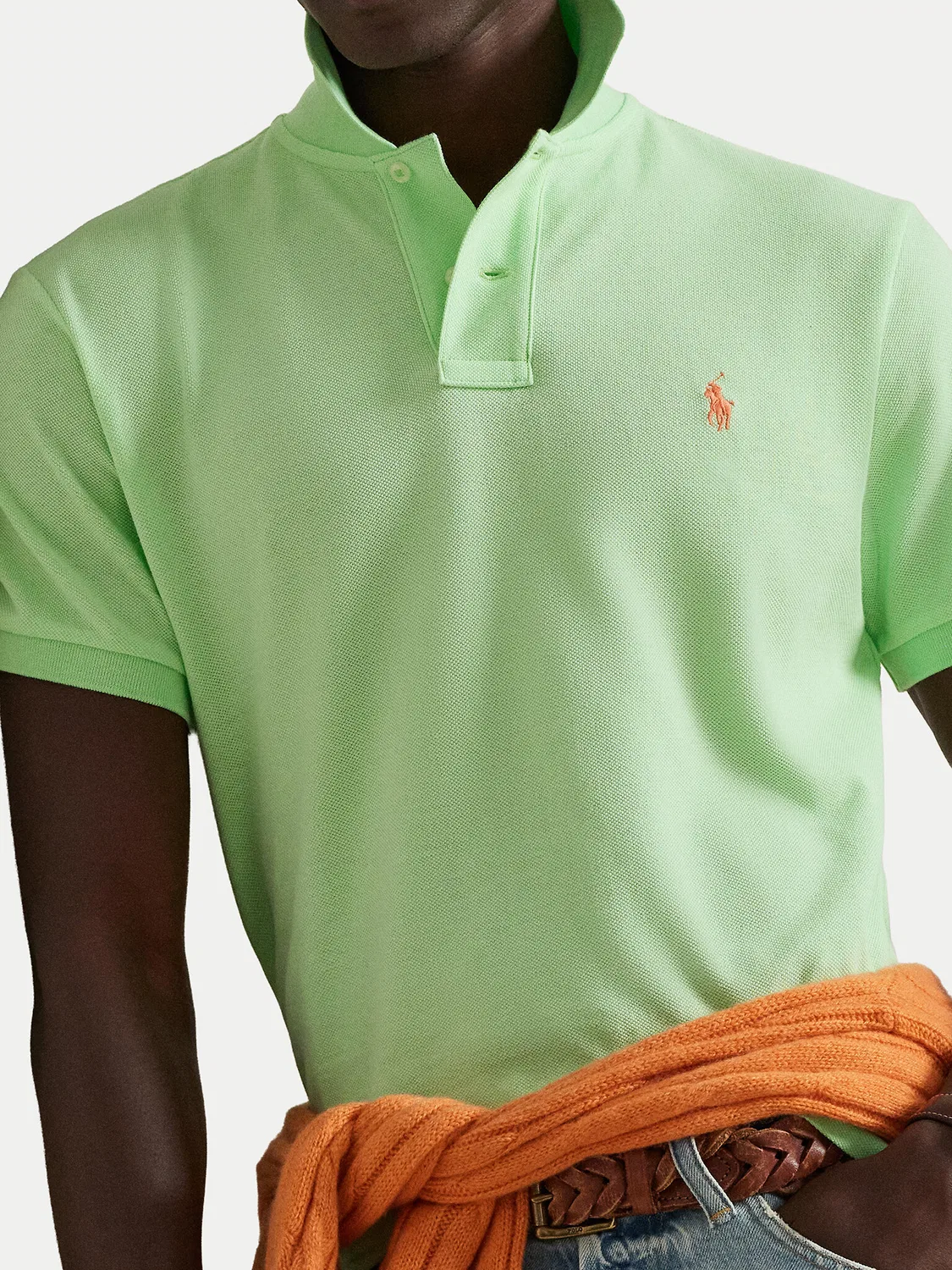 Мужское поло приталенного кроя Polo Ralph Lauren, светло-зеленый — фото 4