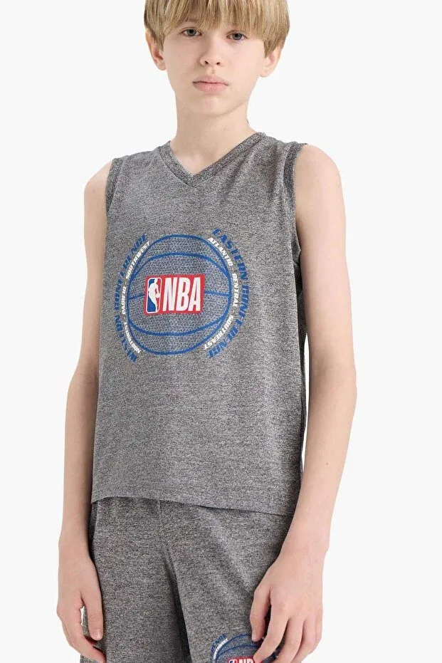 Детское нижнее белье для мальчиков V-образным вырезом Nba wordmark v-neck undershirt Defacto, Gray-Gr210