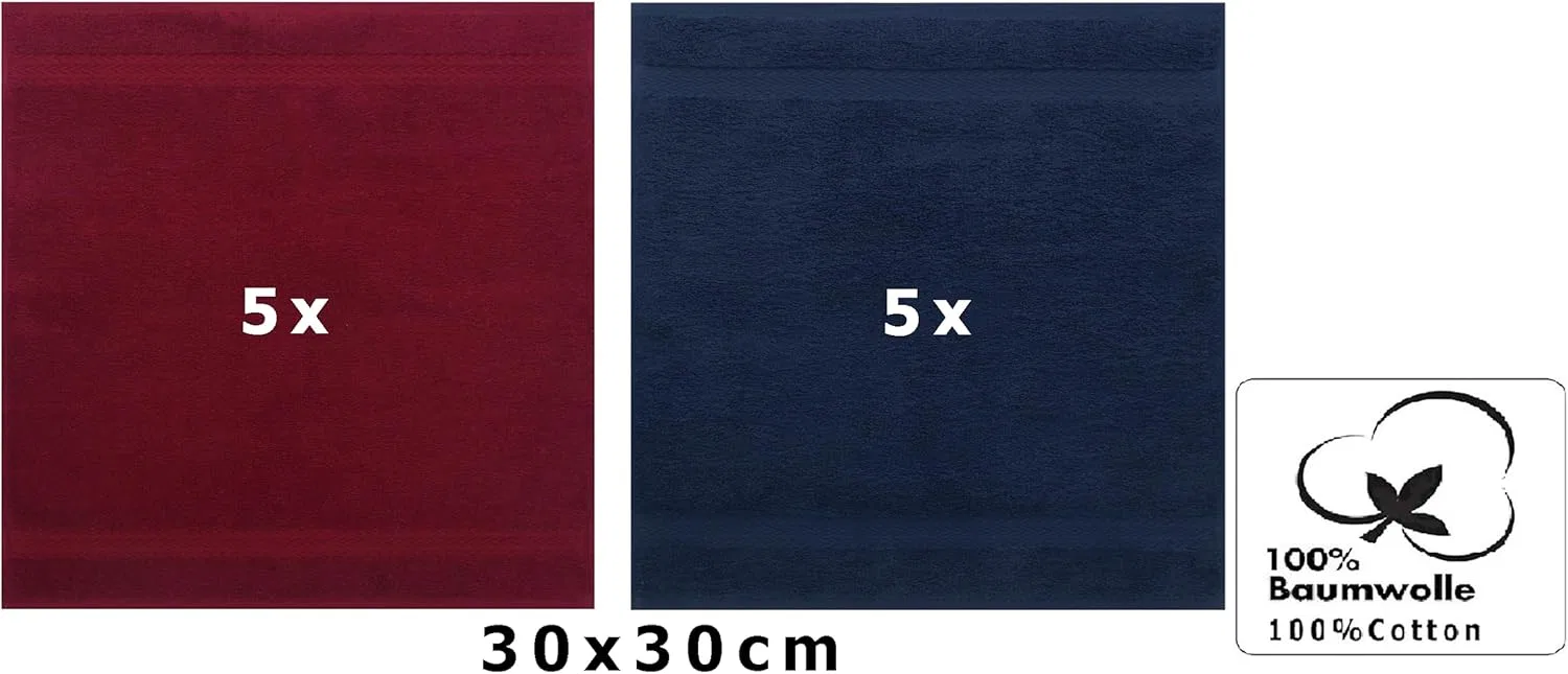 Набор мочалок PREMIUM 10 шт., 100% хлопок, 470 г/м², 30x30 см, Dark Red, Dark Blue Betz — фото 2