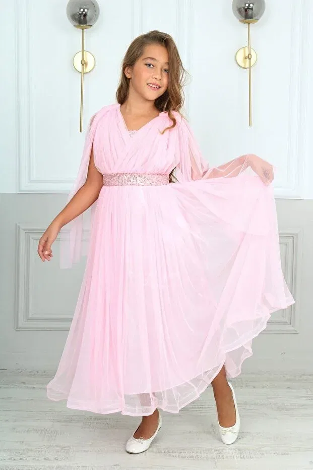 Детское платье для девочек с длинным рукавом Asortik Kids, Pink — фото 2