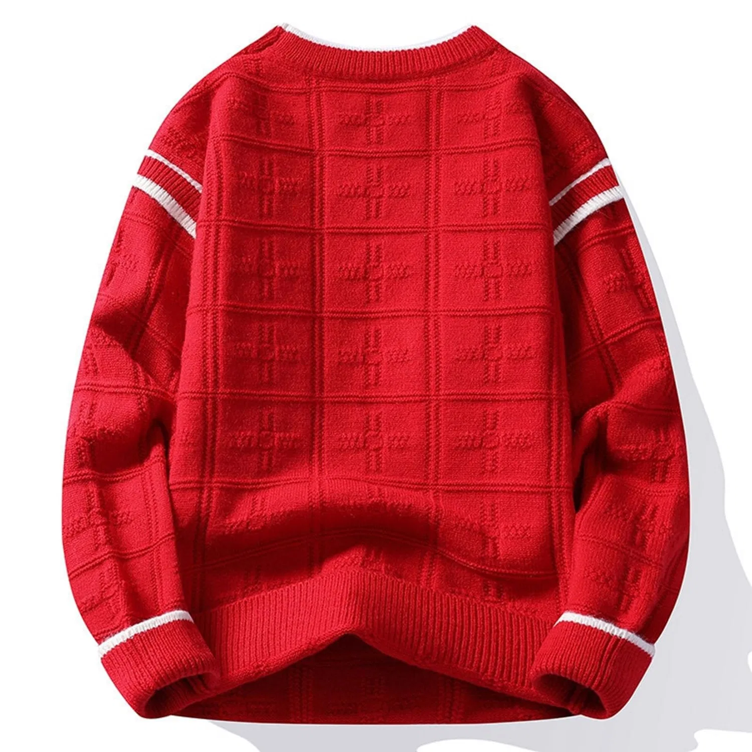 Мужской свитер с жаккардовым узором Retro Jacquard Knit, 2-rosso — фото 4