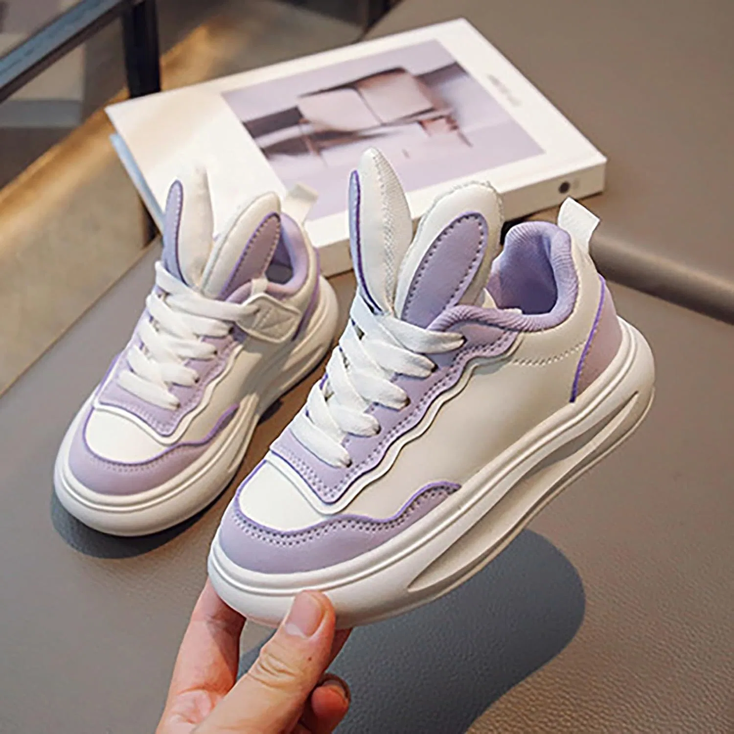 Детские кроссовки с принтом Bunny для мальчиков и девочек, Purple — фото 4