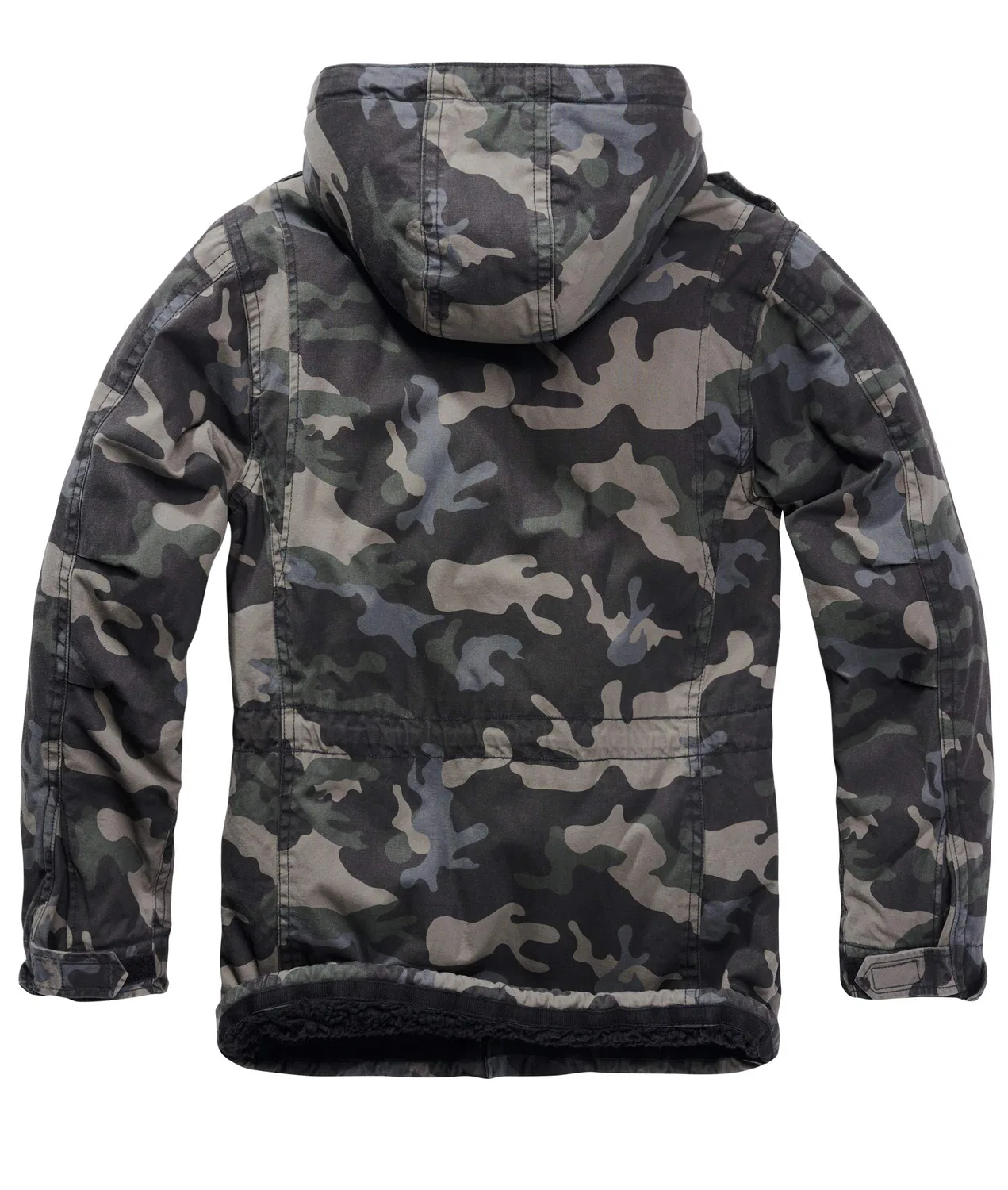 Мужская зимняя куртка M65 с капюшоном Brandit Vintage Diamond Schwarz Teddyfutter, Dark Camouflage — фото 2