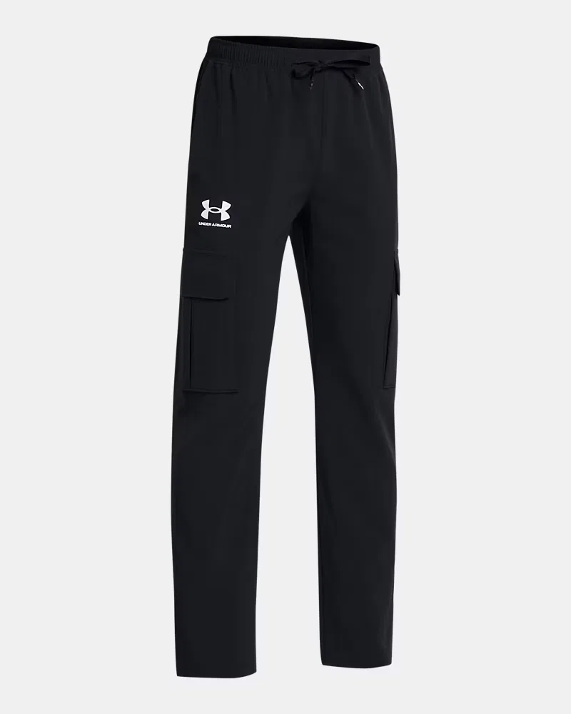 Брюки для мальчиков 63,5 см водоотталкивающие UA Icon Woven UnderArmour, Black/White — фото 3