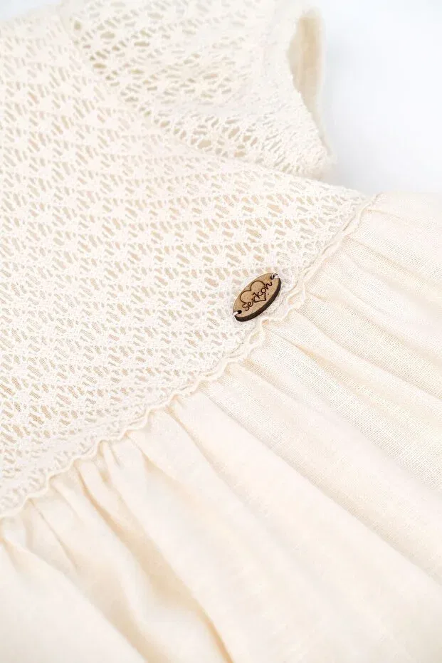 Детское платье для девочек хлопковое Serkon Baby, Beige — фото 3