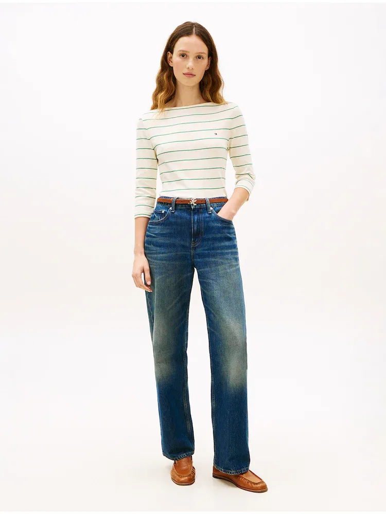Футболка с полоской, бортовым вырезом TOMMY HILFIGER, Yellow Green — фото 3
