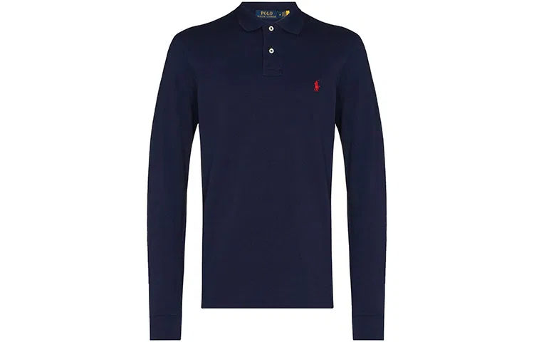 Мужское поло с длинным рукавом из сетки Polo Ralph Lauren, Newport Marine Blue