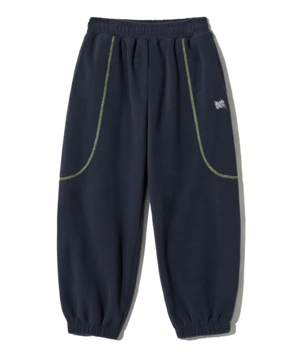 Детские джоггеры из флиса с цепной строчкой, Kids fleece chain stitch pants Brownbreath Kids, navy — фото 2