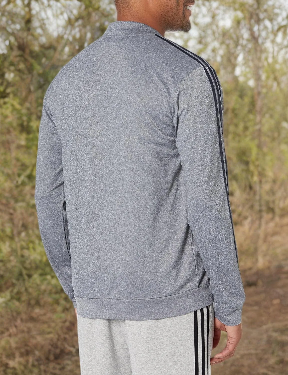 Мужская трикотажная куртка Adidas с тремя полосками и застежкой-молнией, Legend Ink Melange — фото 3
