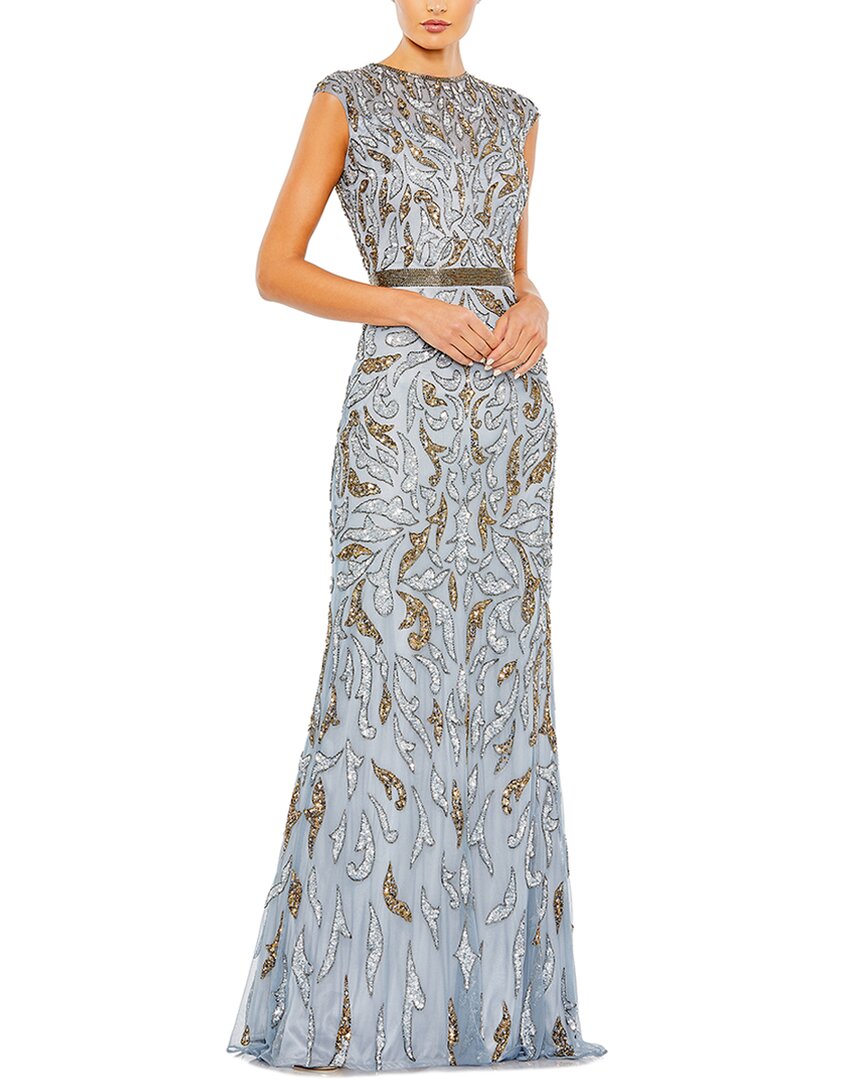 

Mac Duggal Расшитое платье-колонна с иллюзией, желтый