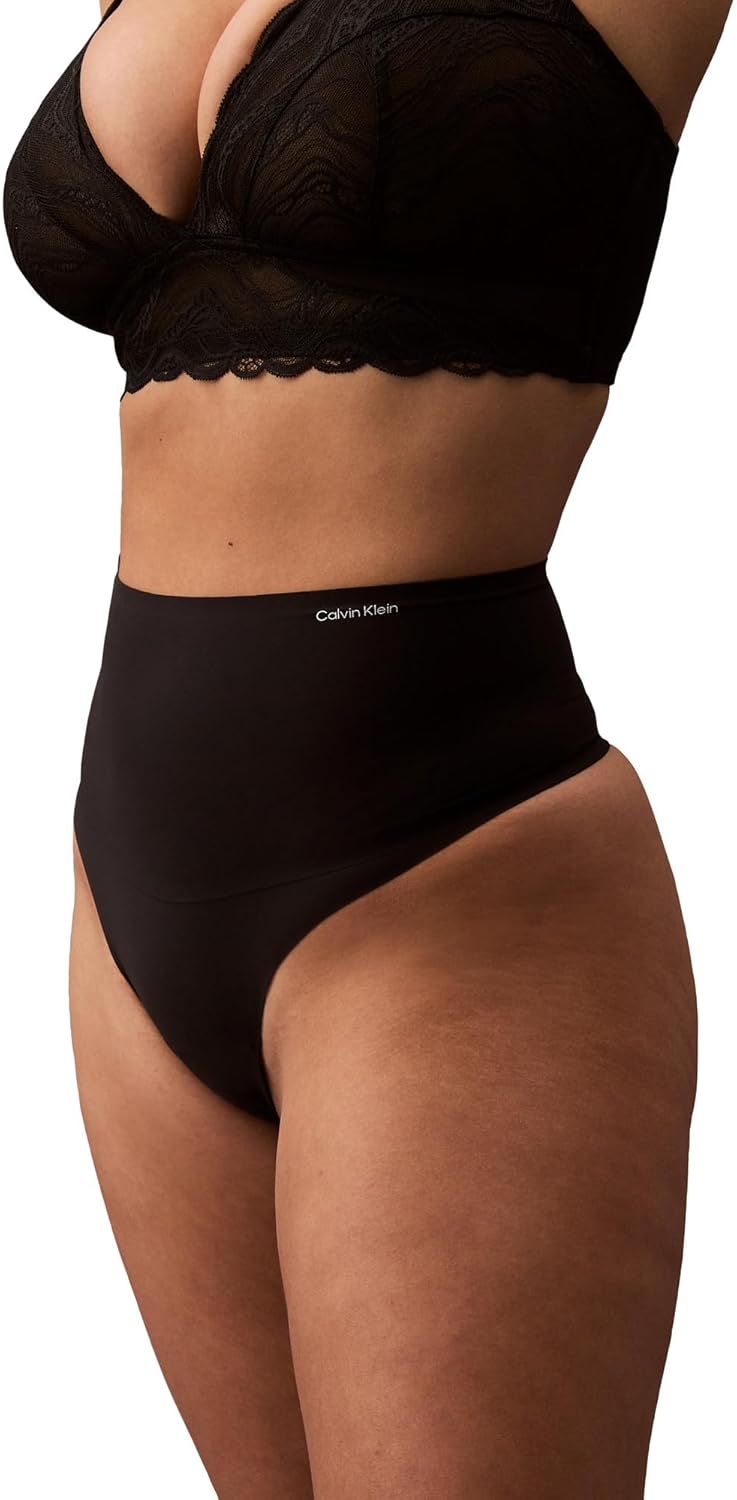 Утягивающие трусики-стринги Calvin Klein Women's Shapewear Second Skin с высокой талией, Black — фото 3