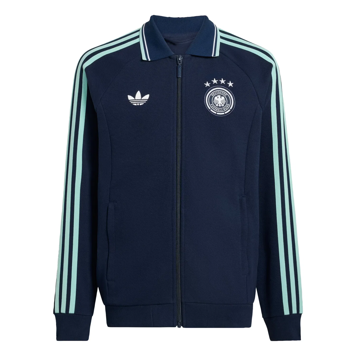 Спортивная куртка Adidas Performance Germany Away Anthem Jacket в бирюзовом и темно-синем цветах