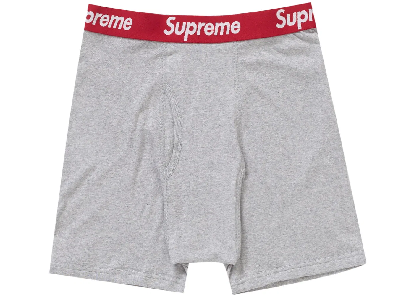 Мужские трусы-боксеры с логотипом на поясе Supreme Hanes Boxer Briefs (2 Pack), цвет Heather Grey — фото 2