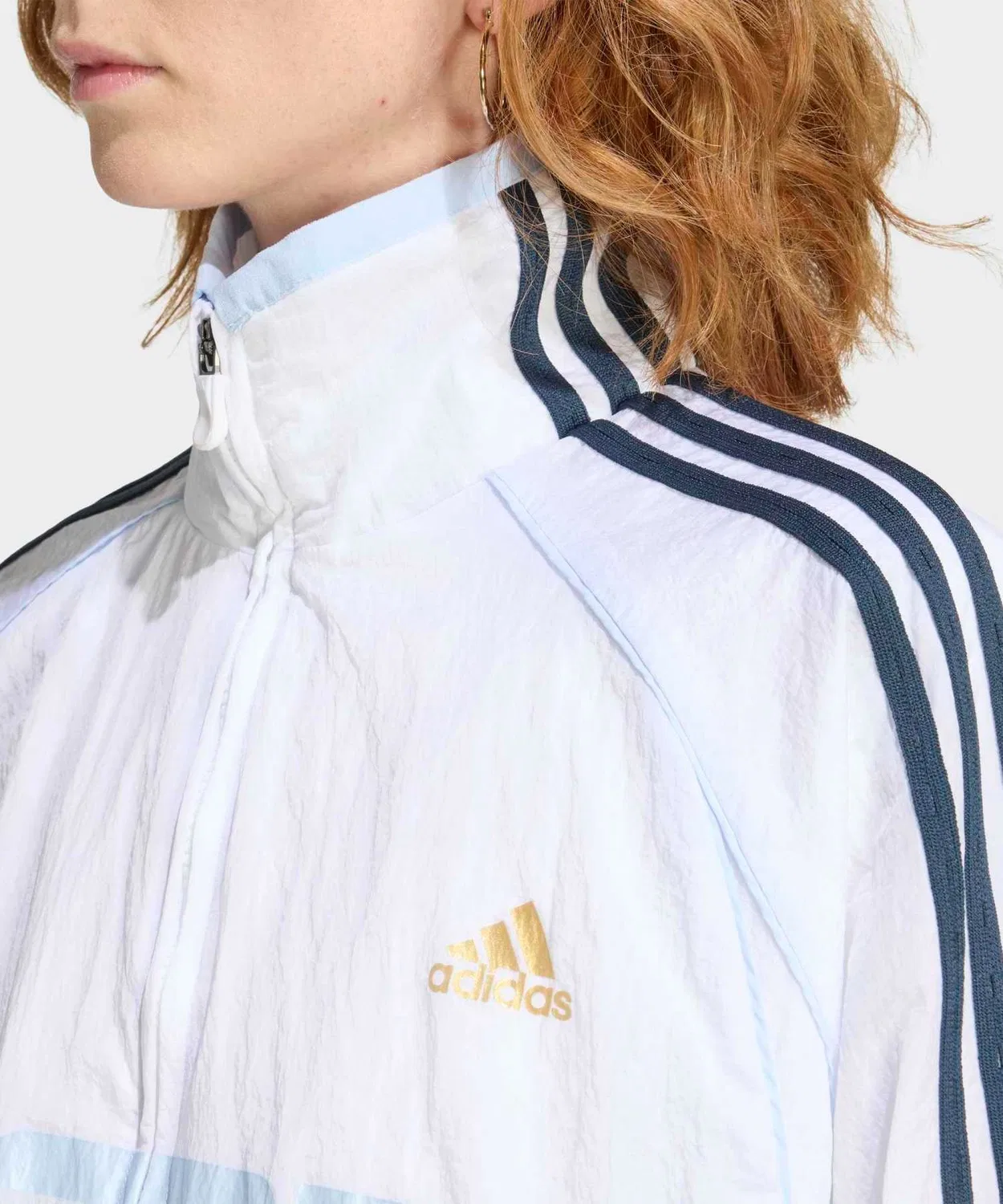 Женский трек-топ оверсайз с высоким воротником Team Geist 2.0 Adidas, Белый — фото 3