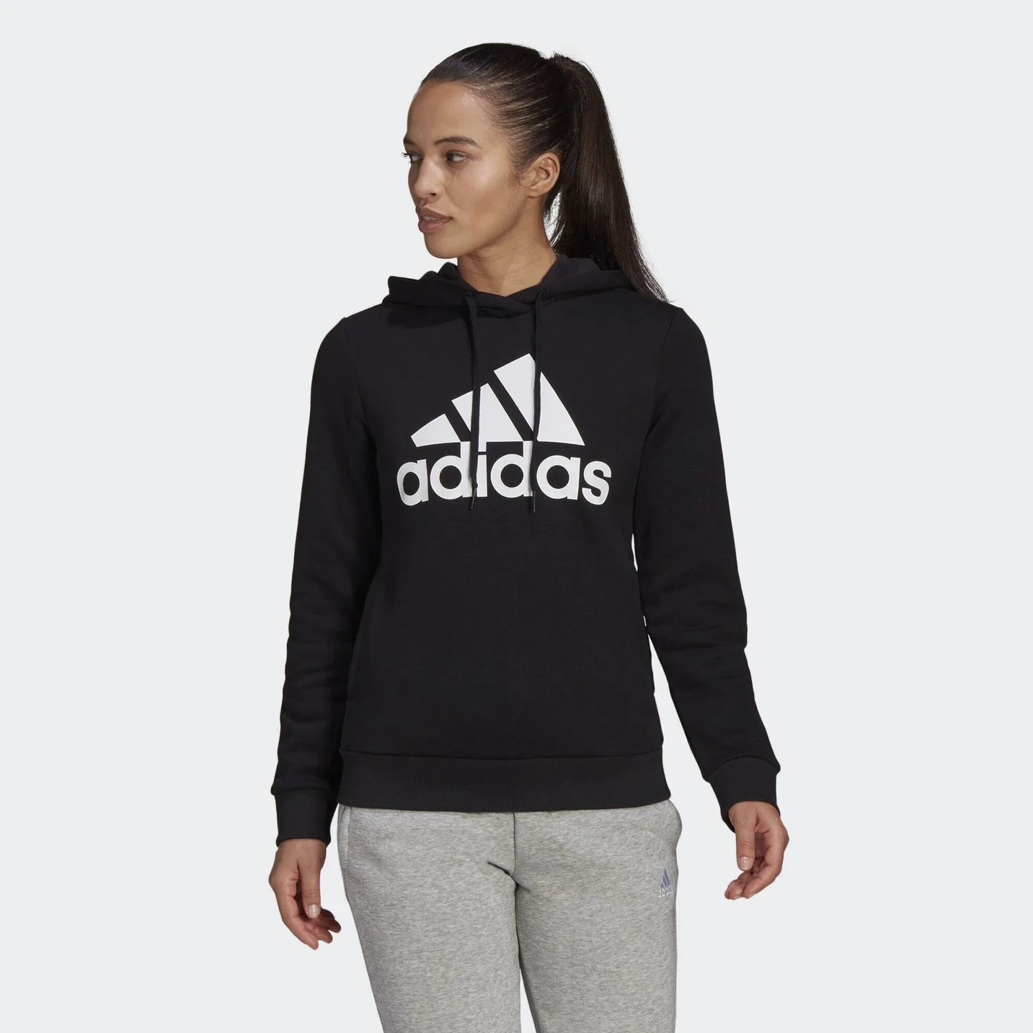 Мужское худи из флиса с логотипом Essentials Adidas, Schwarz Weiß