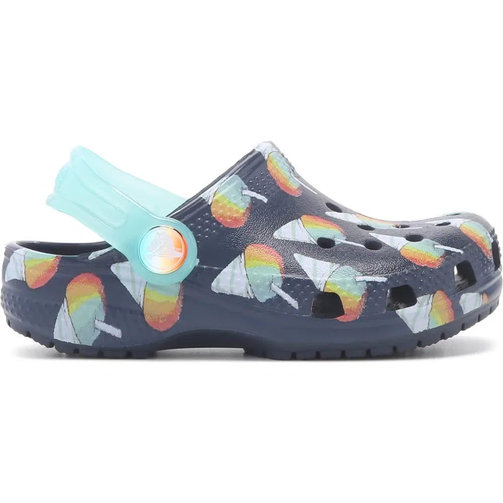 Детские классические сабо с графическим рисунком для малышей Crocs, Navy Sno Cones — фото 2