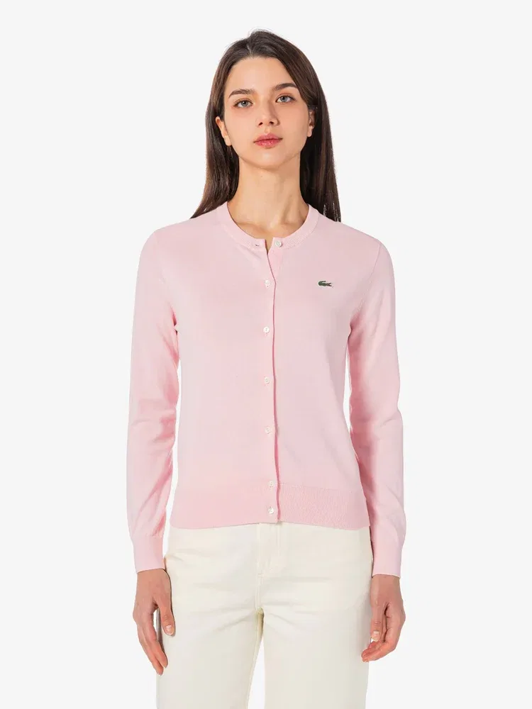 Кардиган LACOSTE Pink, базовый, из хлопка