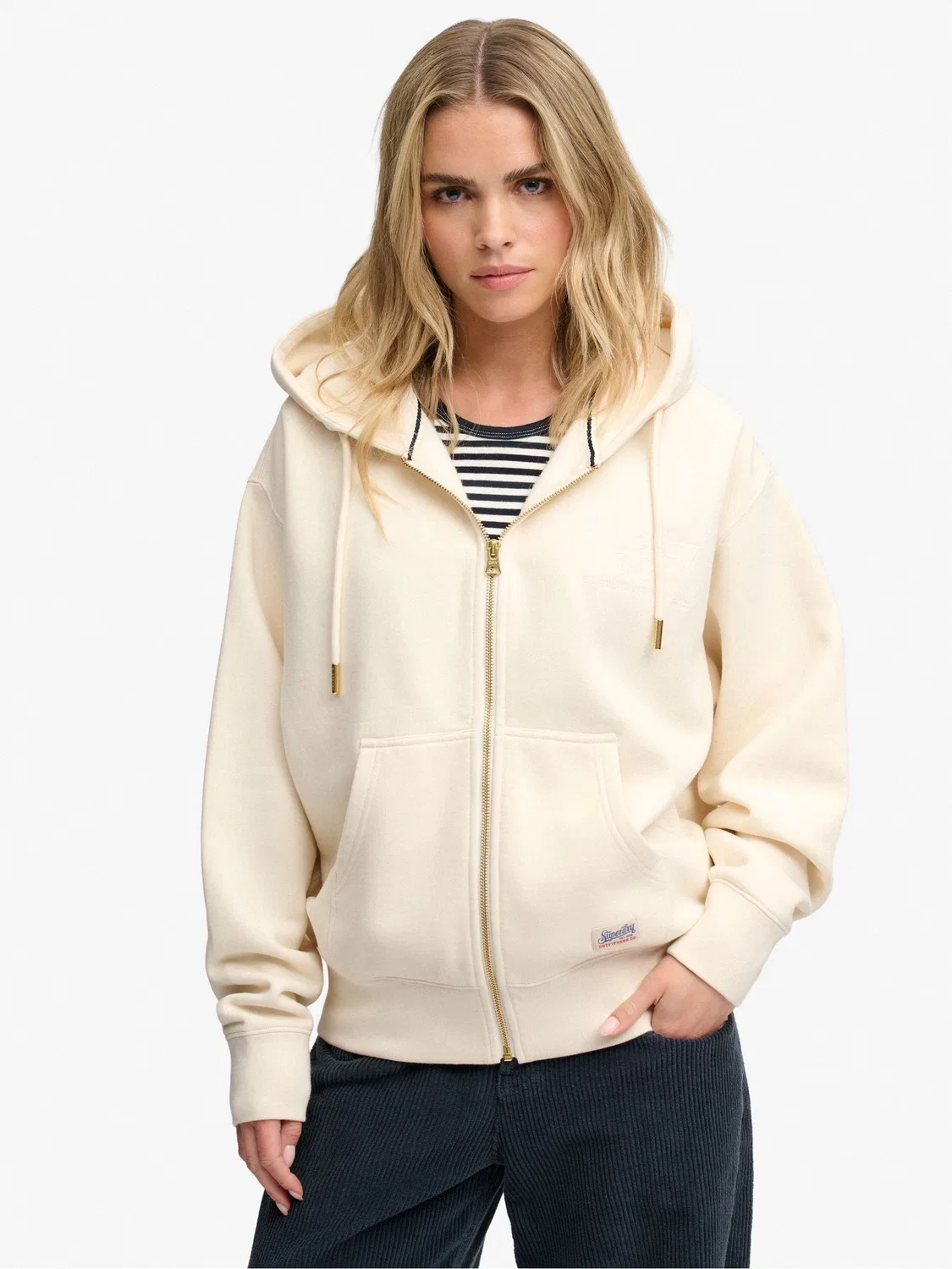 Белая роскошная повседневная толстовка на молнии Superdry