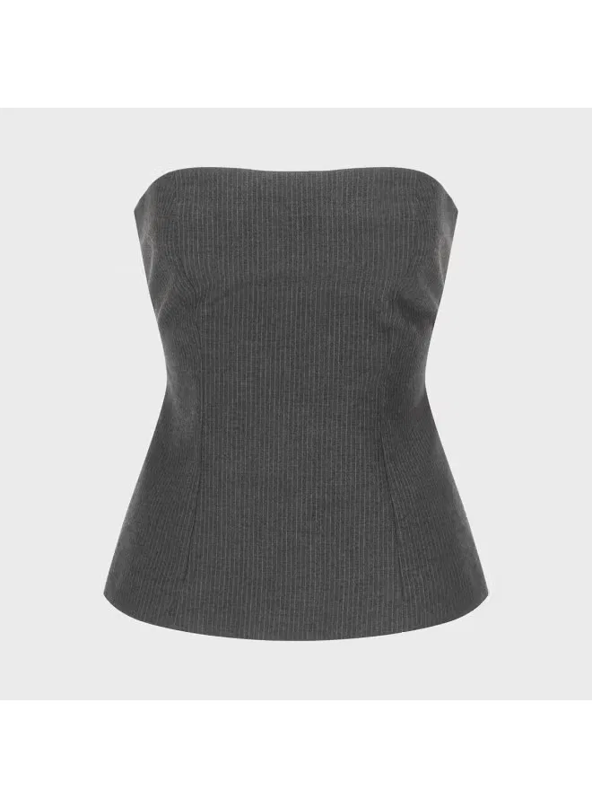 Бюстгальтер без косточек с полосатым принтом Zara, серый — фото 2