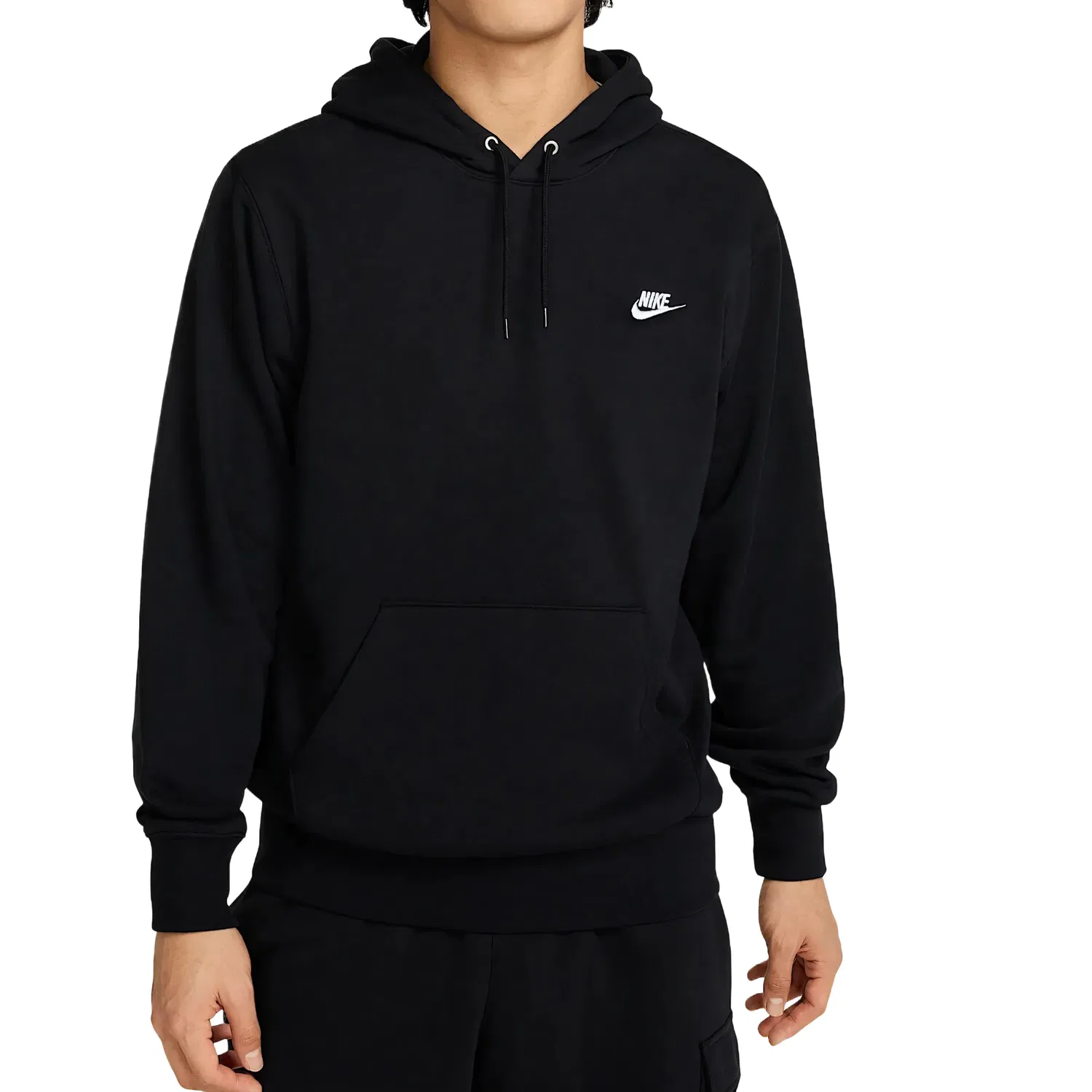 Мужское худи Club Embroided Logo Fleece Hoodie Asia Sizing 'Black' Nike, черный — фото 2