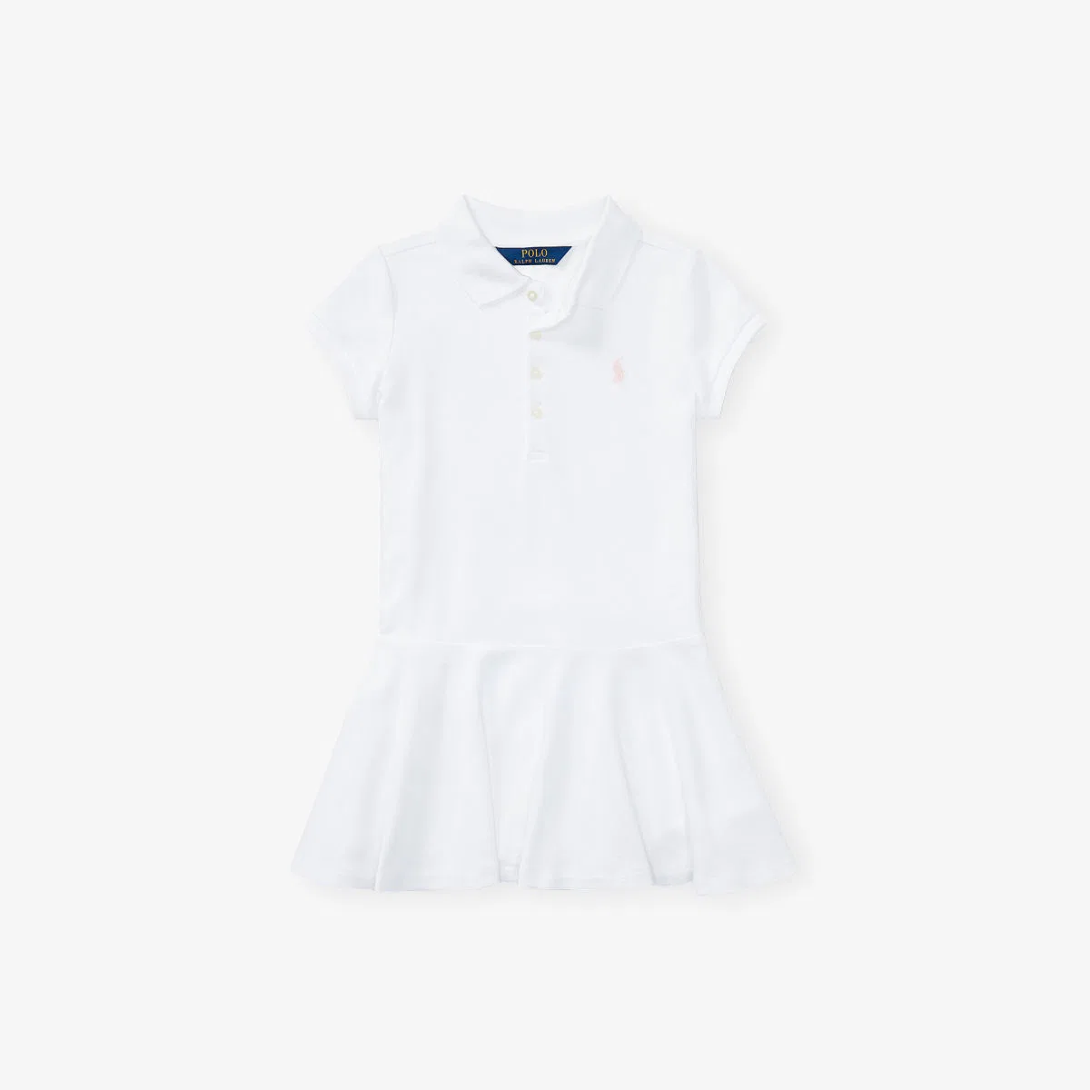 Детское хлопковое повседневное платье-поло с вышитым логотипом Polo Ralph Lauren, белый