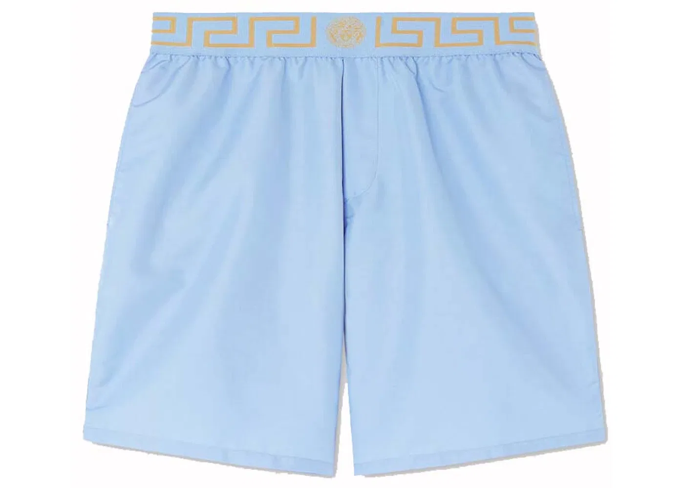 Мужские длинные плавки с принтом Greca Versace, Light Blue