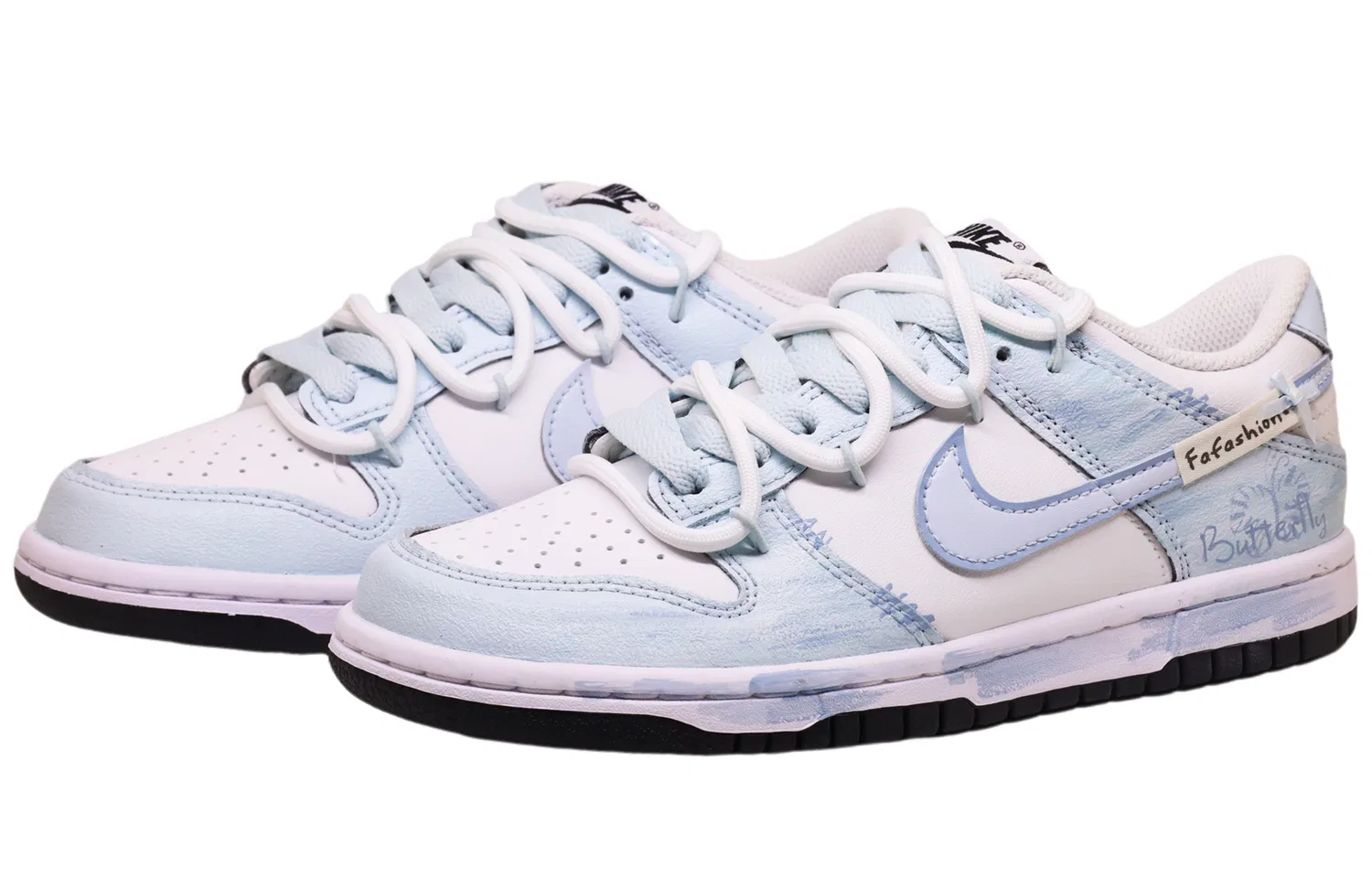 Детские кеды для скейтбординга с принтом бабочек Light Blue Nike — фото 4