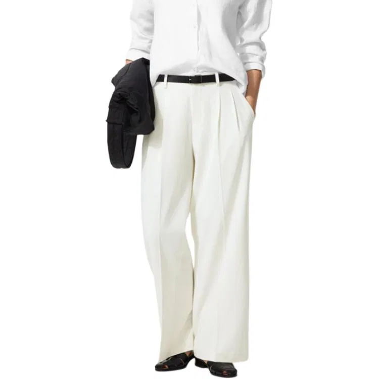 Женские брюки прямого кроя UNIQLO, 01 Ivory