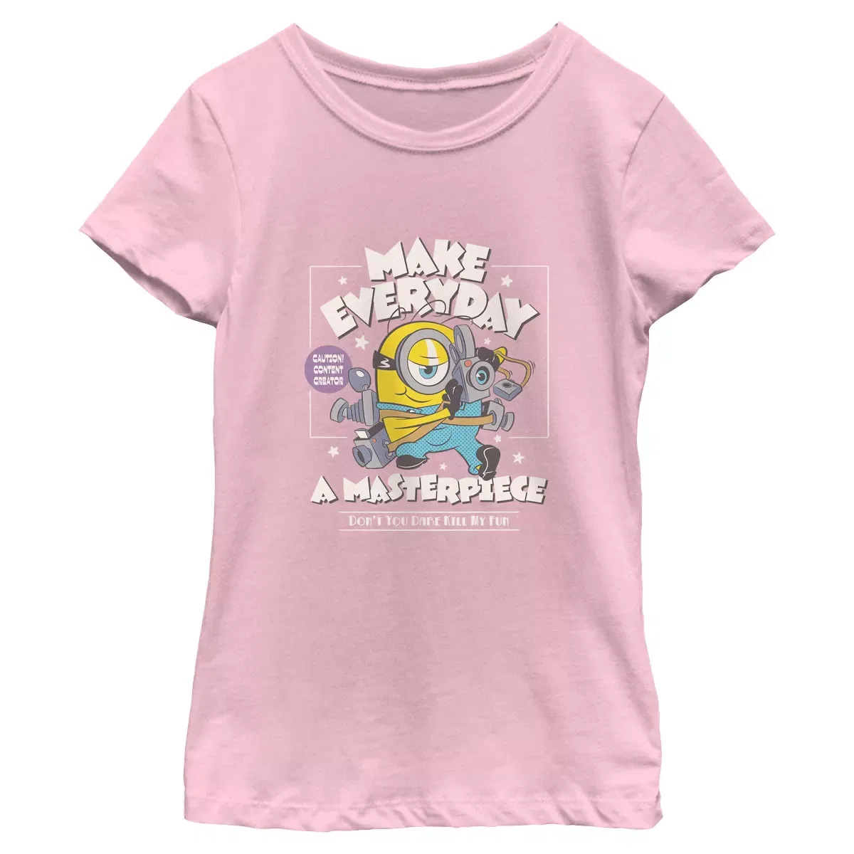 Детское футболка с принтом Make Everyday A Masterpiece Minions, Light Pink