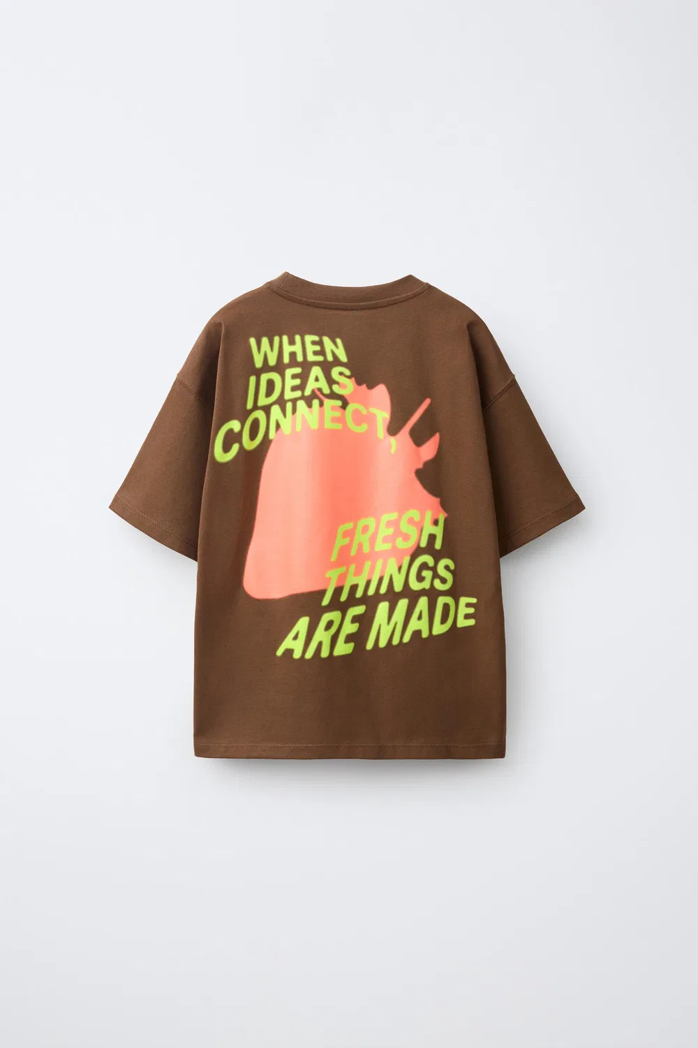 Футболка с принтом клубники ZARA, Brown — фото 2