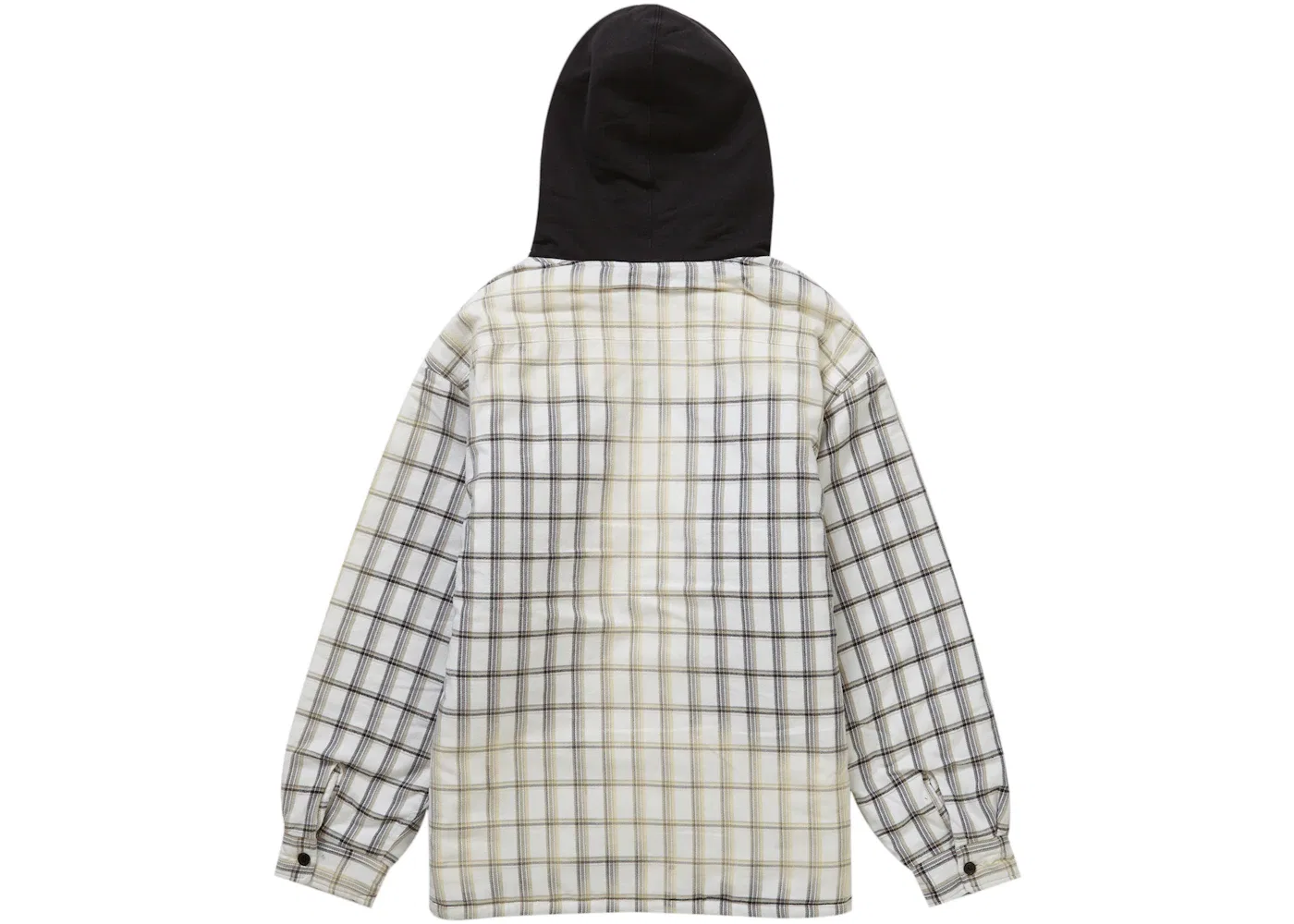 Мужская фланелевая рубашка с капюшоном Supreme Dickies Plaid Hooded Zip Up Shirt, White — фото 3