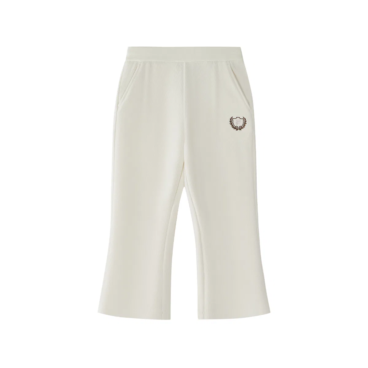 Детские утепленные трикотажные спортивные штаны с принтом FILA KIDS, Maltose White — фото 3