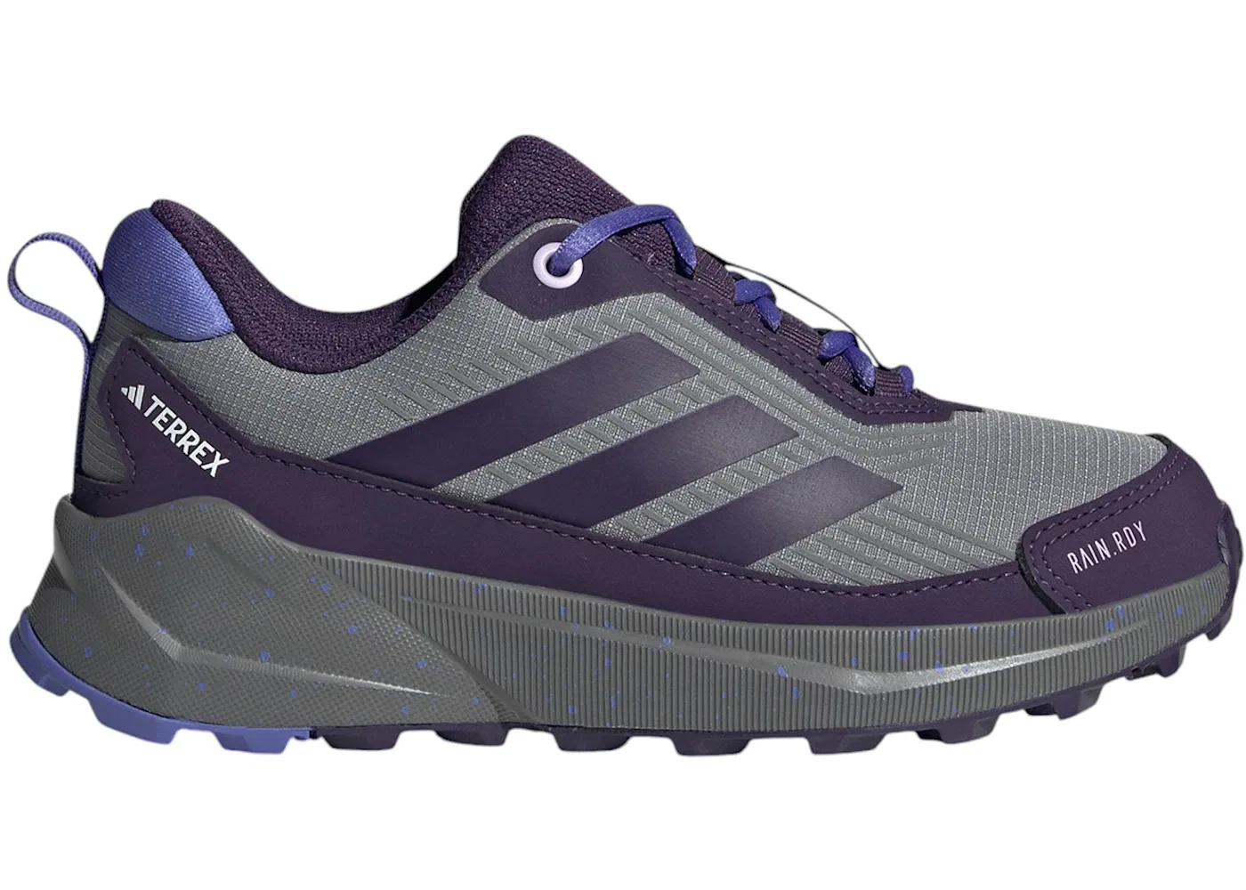 Детские кроссовки для бега по пересеченной местности с мембраной Rain.RDY Adidas Terrex Trailmaker 2, Grey Three/Aurora Plum/Semi Cobalt Blue