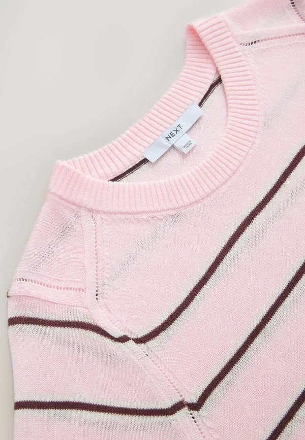 Футболка с полосками Print t-shirt, Next, Light Pink Stripe, светло-розовый — фото 2