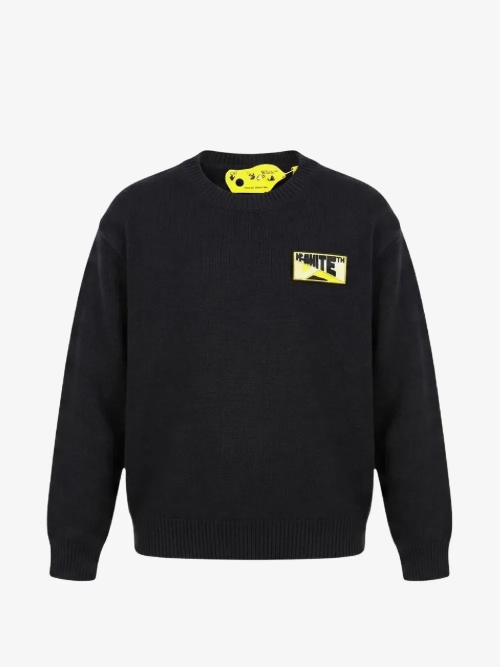 Вязаный свитер с круглым вырезом и нашивкой-логотипом OFF-WHITE, черный